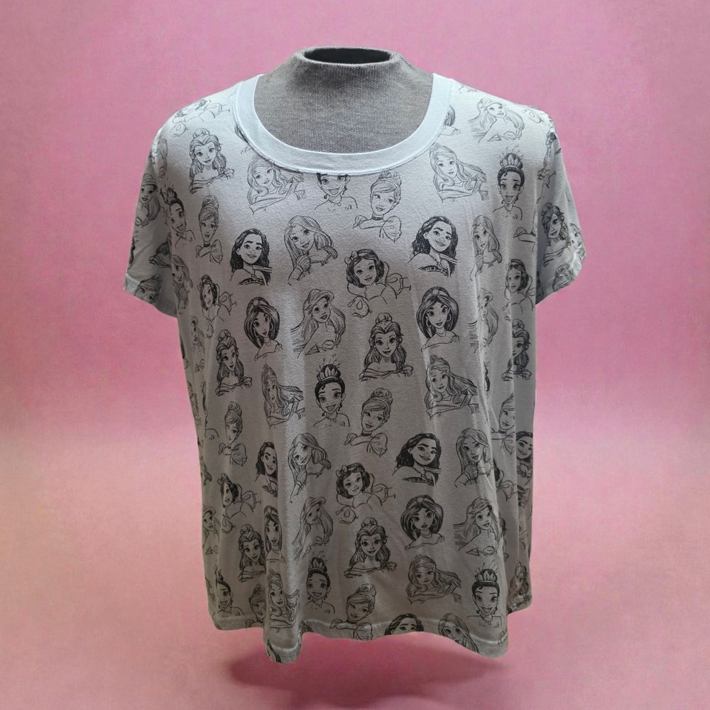 Disney Pale Blue Short Sleeve Princess Print Tee